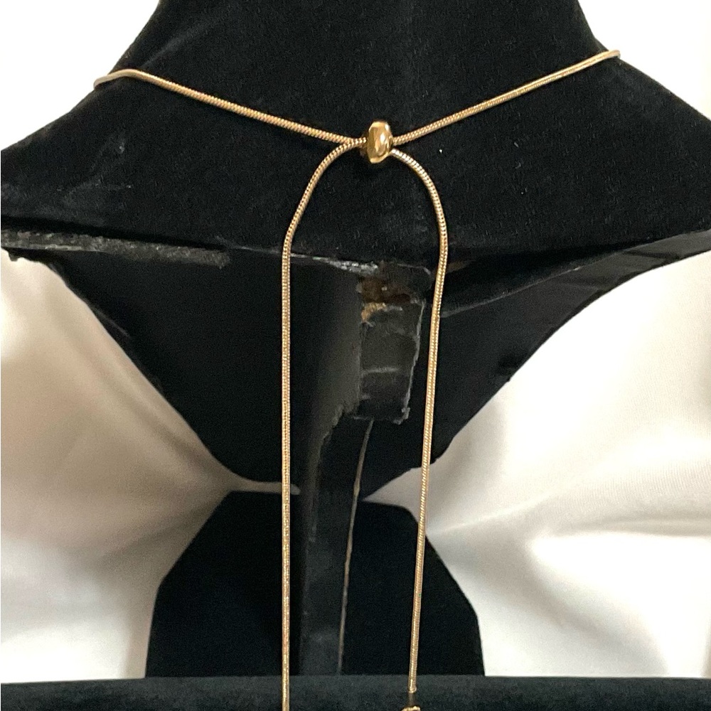 Goldtone Starburst Rhinestone Lariat Pendant - Picture 4 of 9